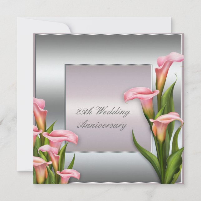 Invitation Fête d'anniversaire de mariage de 25 ans au lys ca (Devant)
