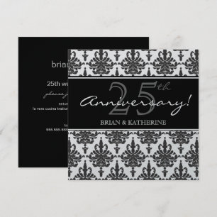 Invitation Fête d'anniversaire de mariage de 25 ans en métal 