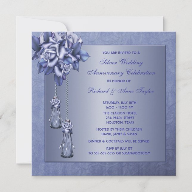 Invitation Fête d'anniversaire de mariage de 25 ans Purple Ro (Devant)