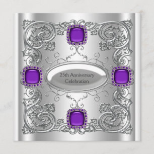 Invitation Fête d'anniversaire de mariage de 25 ans Silver Pu
