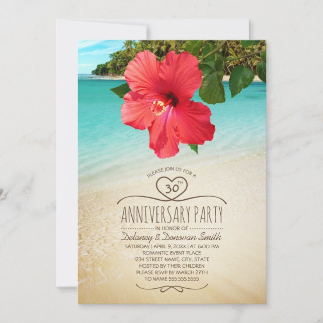 Invitation Fête d'anniversaire de mariage de 30 ans sur une p (Devant)