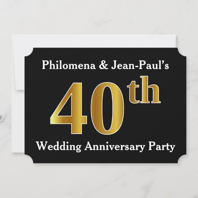 Invitation Fête d'anniversaire de mariage de 40 ans avec un f (Devant)
