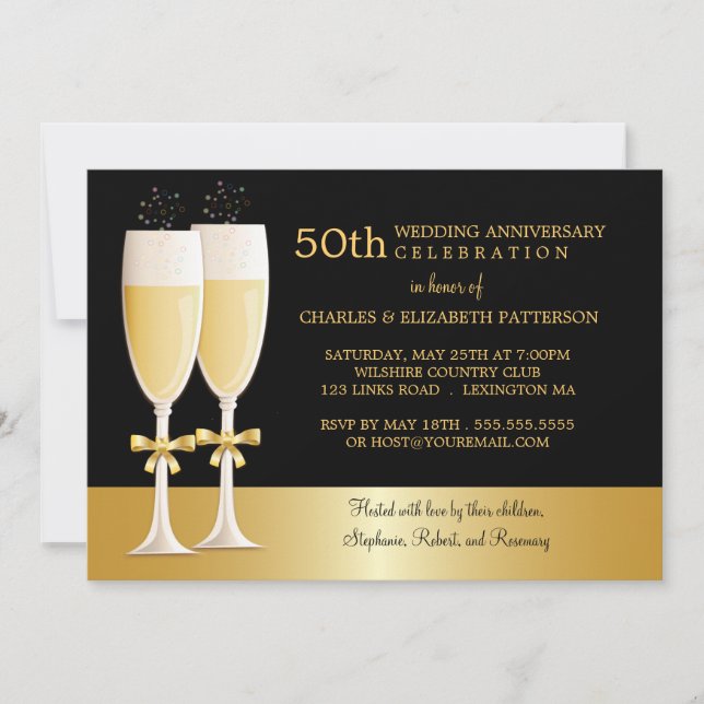 Invitation Fête d'anniversaire de mariage de 50 ans au champa (Devant)