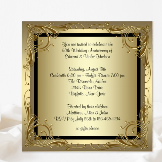 Invitation Fête d'anniversaire de mariage de 50 ans Elegant G (You can change all text, font style and wording as needed on this beautiful any occasion design.)