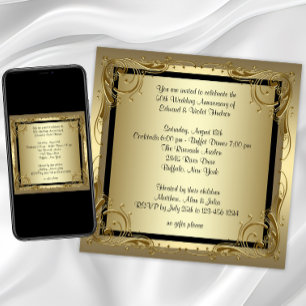 Invitation Fête d'anniversaire de mariage de 50 ans Elegant O
