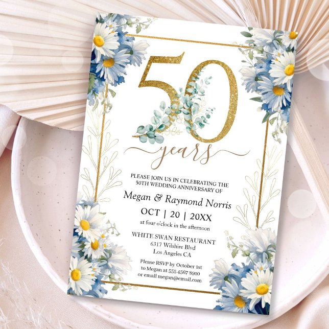 Invitation Fête d'anniversaire de mariage de 50 ans Fleur de  (Créateur téléchargé)
