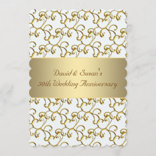 Invitation Fête d'anniversaire de mariage de 50 ans Gold Swir