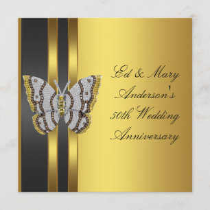 Invitation Fête d'anniversaire de mariage de 50 ans Papillon 