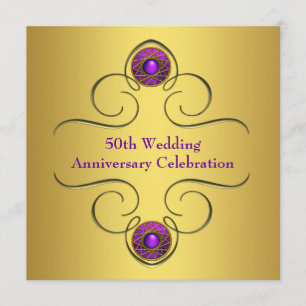Invitation Fête d'anniversaire de mariage de 50 ans Purple Go