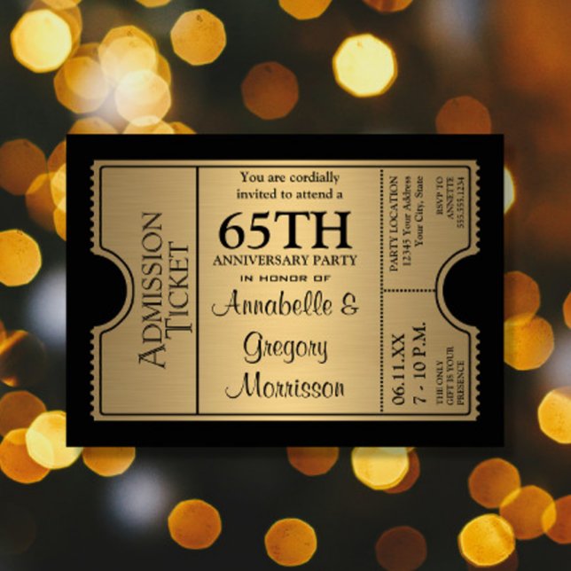 Invitation Fête d'anniversaire de mariage de 65 ans sur le th (Créateur téléchargé)