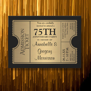 Invitation Fête d'anniversaire de mariage de 75 ans de style 