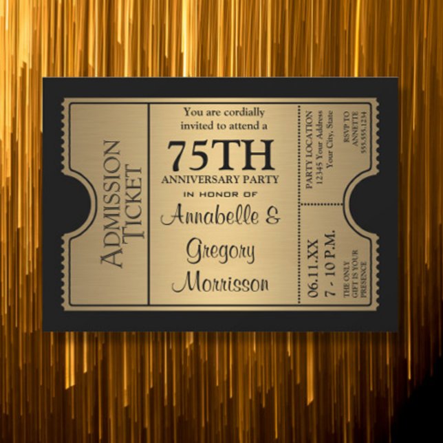 Invitation Fête d'anniversaire de mariage de 75 ans de style  (Créateur téléchargé)