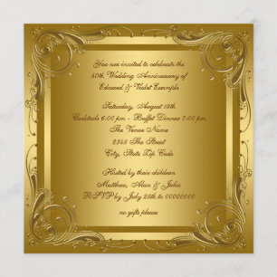 Invitation Fête d'anniversaire de mariage élégante en or