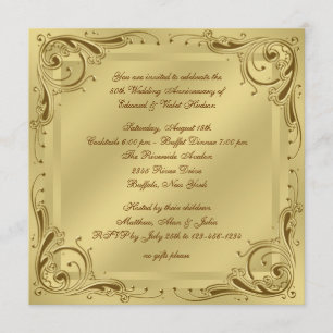 Invitation Fête d'anniversaire de mariage élégante en or 50 a