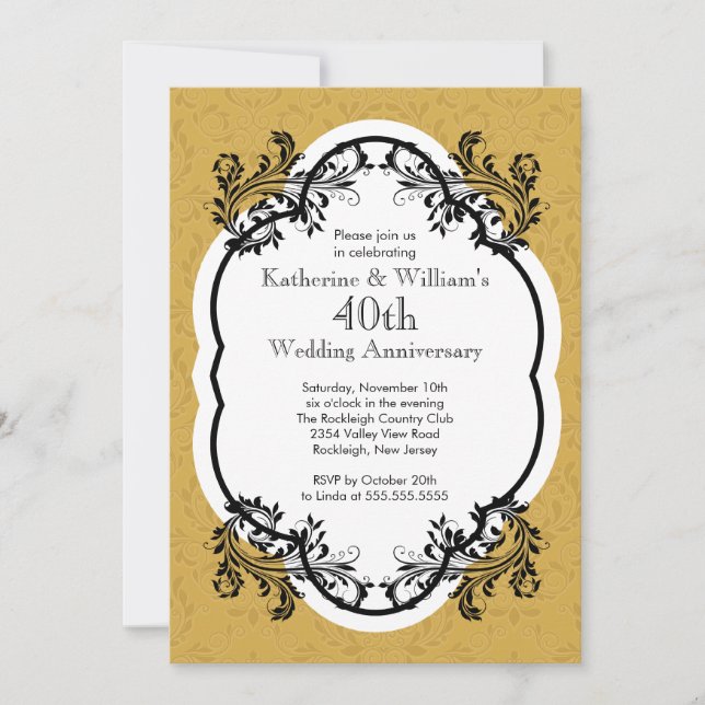Invitation Fête d'anniversaire de mariage élégante vintage (Devant)