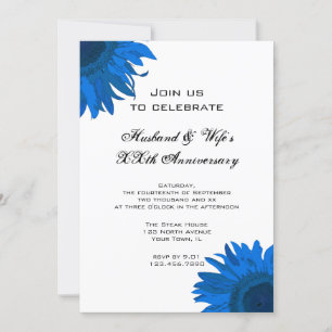 Invitation Fête d'anniversaire de mariage Fleur Pop Art Bleue