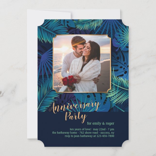 Invitation Fête d'anniversaire de mariage Nuit Tropicale (Devant)