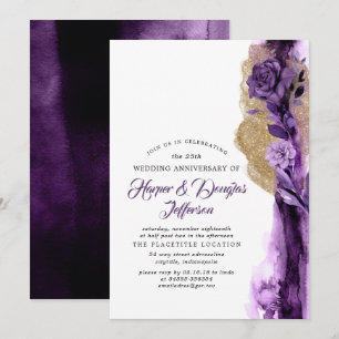 Invitation Fête d'anniversaire de mariage paillettes dorées e