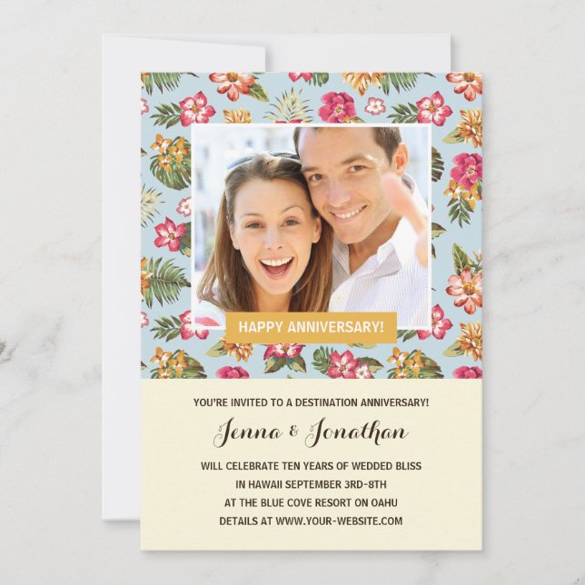 Invitation Fête d'anniversaire de mariage Photo Tropical Luau (Devant)