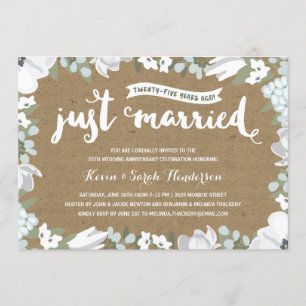 Invitation Fête d'anniversaire de mariage Rustique Floral 25 