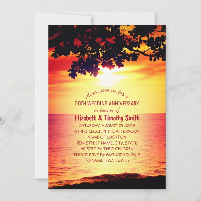 Invitation Fête d'anniversaire de mariage rustique sur la pla (Devant)