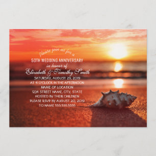 Invitation Fête d'anniversaire de mariage sur la plage au cou