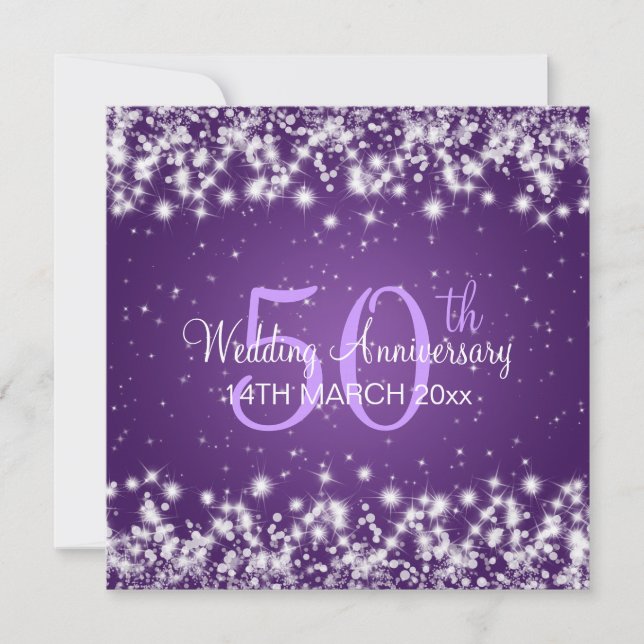 Invitation Fête d'anniversaire de mariage Winter Sparkle Viol (Devant)