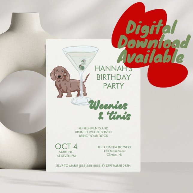 Invitation Fête d'anniversaire de Martini et Weenie (Créateur téléchargé)