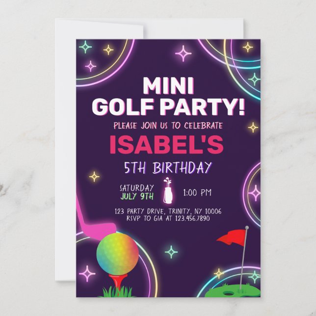 Invitation Fête d'anniversaire de Mini Golf (Devant)