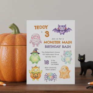 Invitation Fête d'anniversaire de Monster Mash pour enfants à