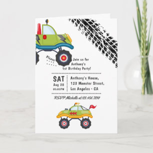 Invitation Fête d'anniversaire de Monster Truck