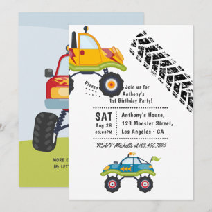 Invitation Fête d'anniversaire de Monster Truck