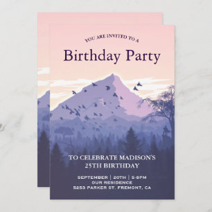 Invitation Fête d'anniversaire de montagne de forêt de