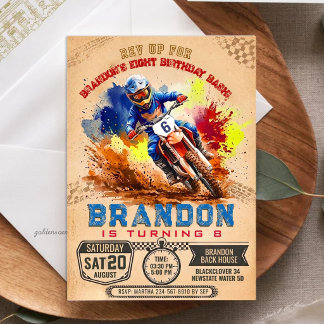 Invitation Fête d'anniversaire de moto cross | Motocross à l'