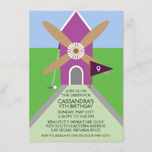 Invitation Fête d'anniversaire de moulin à vent de golf