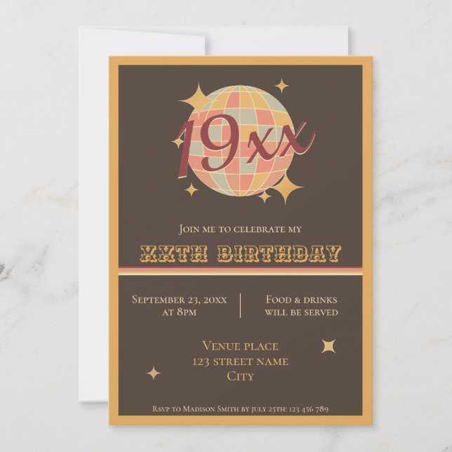 Invitation Fête d'anniversaire de naissance vintage Invitatio (Devant)