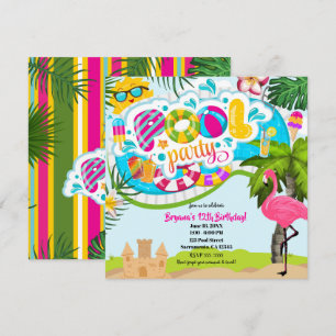 Invitation Fête d'anniversaire de natation à la piscine Tropi