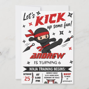 Invitation Fête d'anniversaire de Ninja personnalisée pour ga