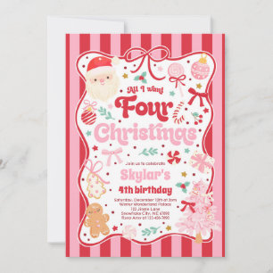 Invitation Fête d'anniversaire de Noël 4 ans Coquette Bow Ann