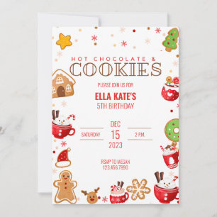 Invitation Fête d'anniversaire de Noël avec Cocoa et Cookie