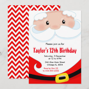 Invitation Fête d'anniversaire de Noël avec le Père Noël