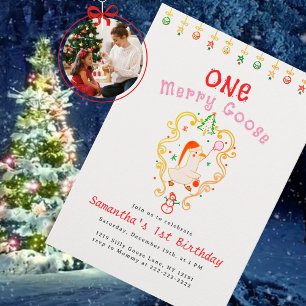 Invitation Fête d'anniversaire de Noël de l'oie idiote