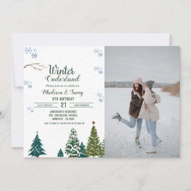 Invitation Fête d'anniversaire de Noël d'hiver dans le Nord (Devant)