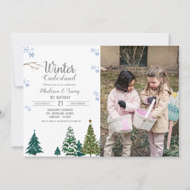 Invitation Fête d'anniversaire de Noël d'hiver dans le Nord (Devant)