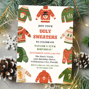 Invitation Fête d'anniversaire de Noël moche Sweet