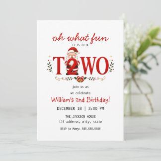 Invitation Fête d'anniversaire de Noël pour les 2 ans de Sant
