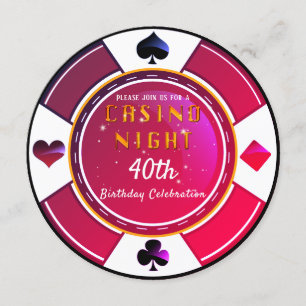 Invitation Fête d'anniversaire de nuit de casino de Las Vegas