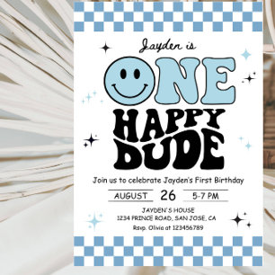 Invitation Fête d'anniversaire de One Happy Dude 1 an