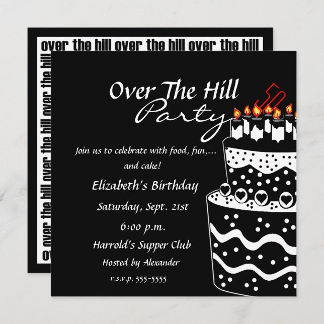 Invitation Fête d'anniversaire de Over Hill (Devant / Derrière)
