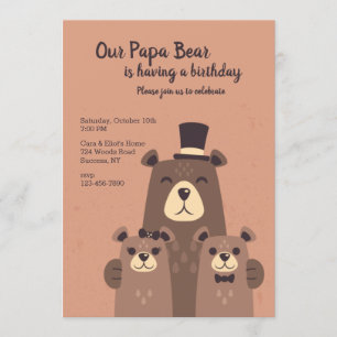 Invitation Fête d'anniversaire de Papa Bear